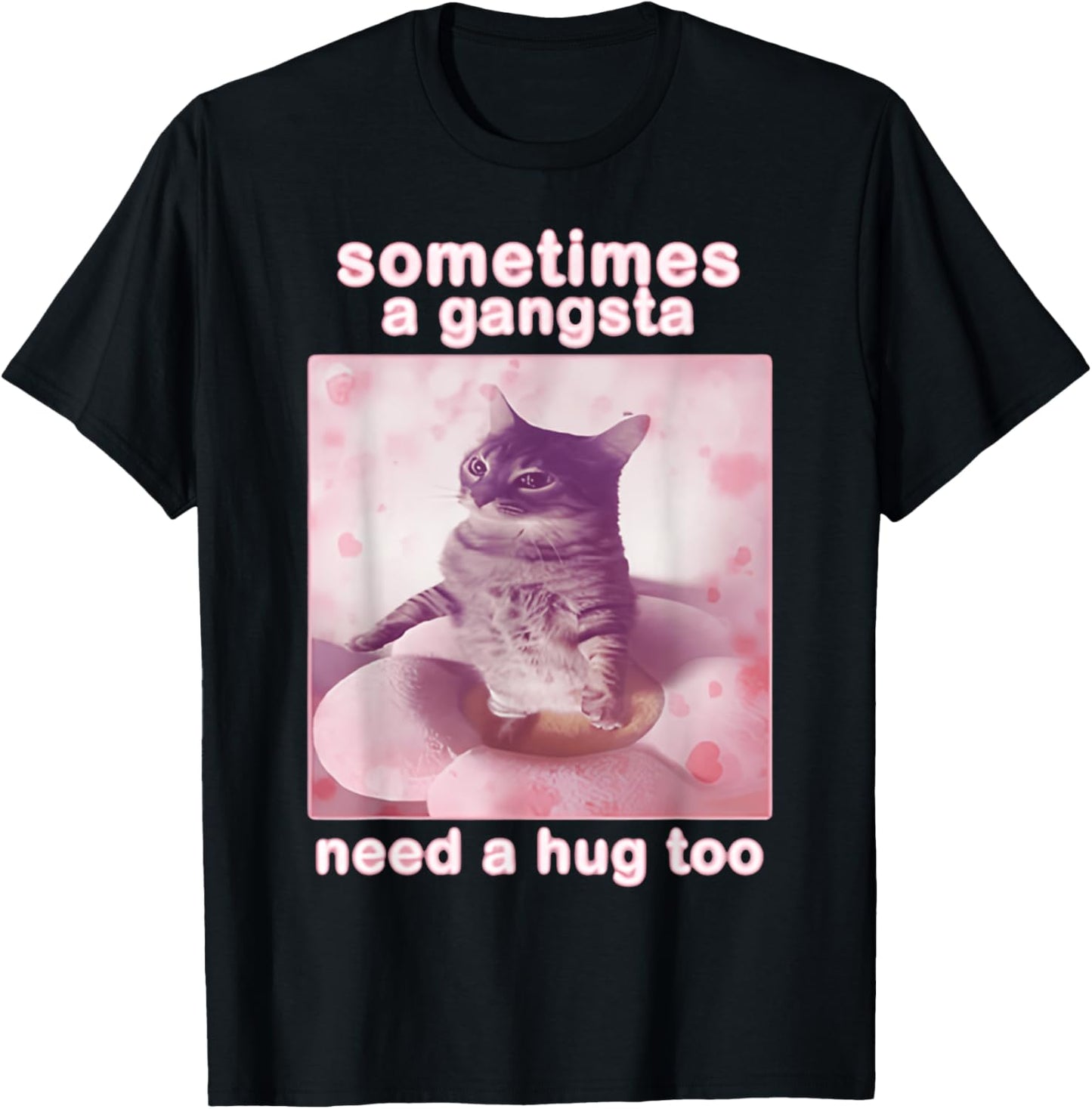 Sometimes A Gangsta Need A Hug Too Cat & FUNNY Meme Cats T-Shirt