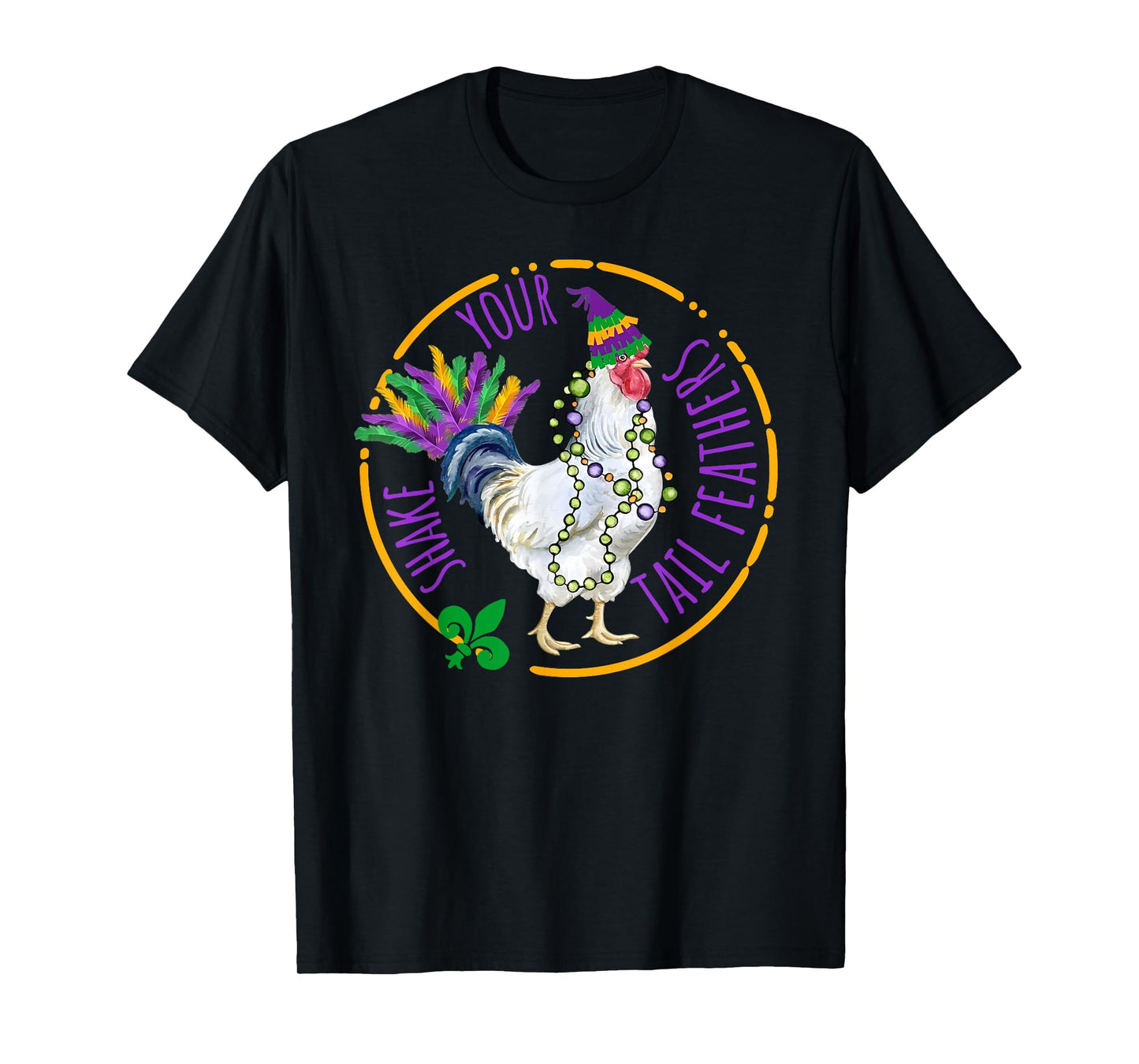 Shake Your Tail Feathers Cute Chicken Funny Mardi Gras Women T-Shirt