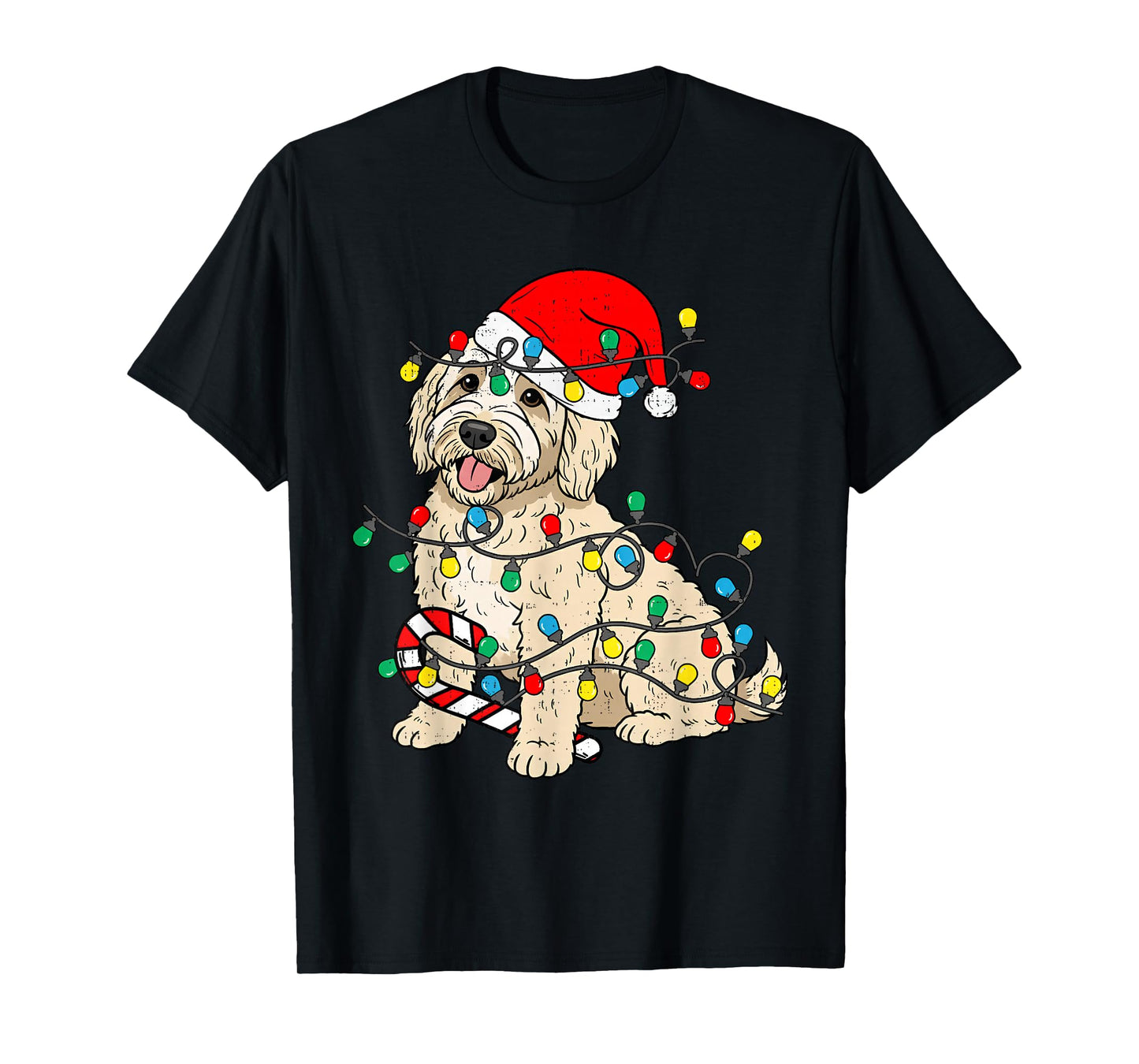 Goldendoodle Dog Christmas Lights Santa Xmas Pet Dog Lover T-Shirt