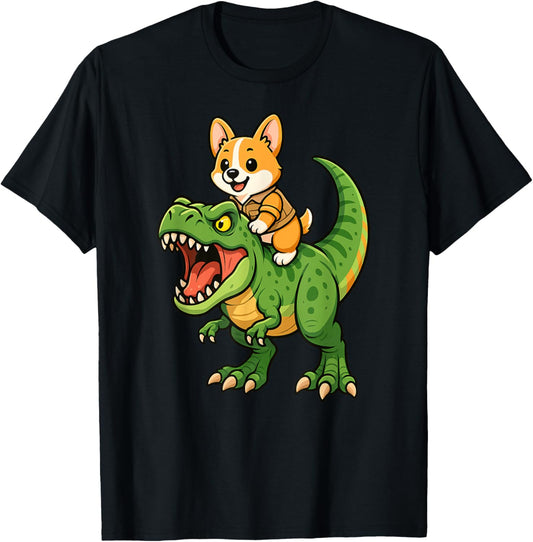 Funny Corgi Dog Dinosaur Trex Zoo Animal Lover Mom Dad Kids T-Shirt