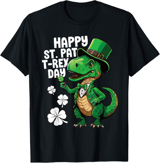 Happy St Pat T-Rex St Patricks Day Dinosaur Leprechaun Funny T-Shirt
