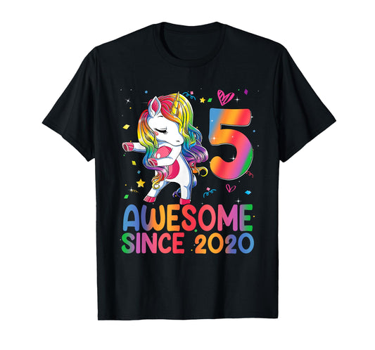 Awesome Since 2020 Unicorn 5th Birthday Gifts Girls Teens T-Shirt