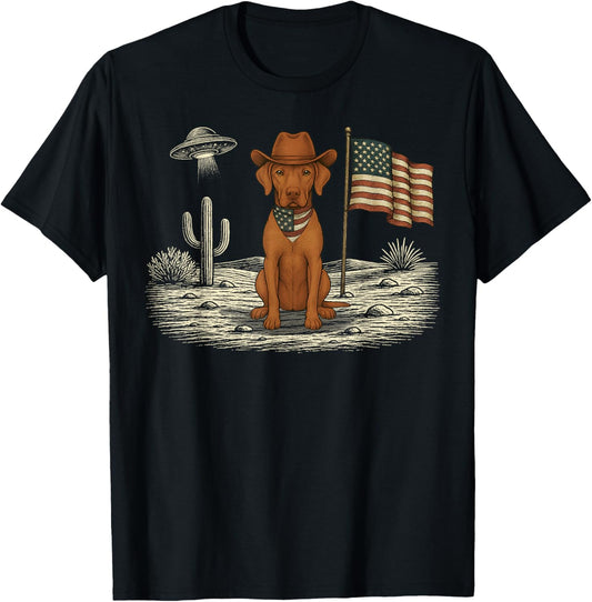 Vizsla 4th of July US American Flag Dog Patriotic T-Shirt