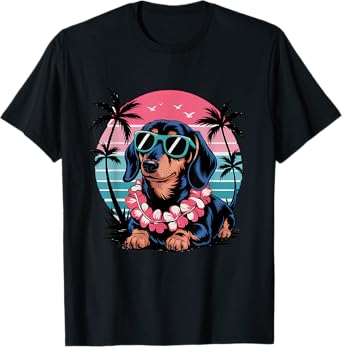 Dachshund Sunset Hawaii Summer Style T-Shirt