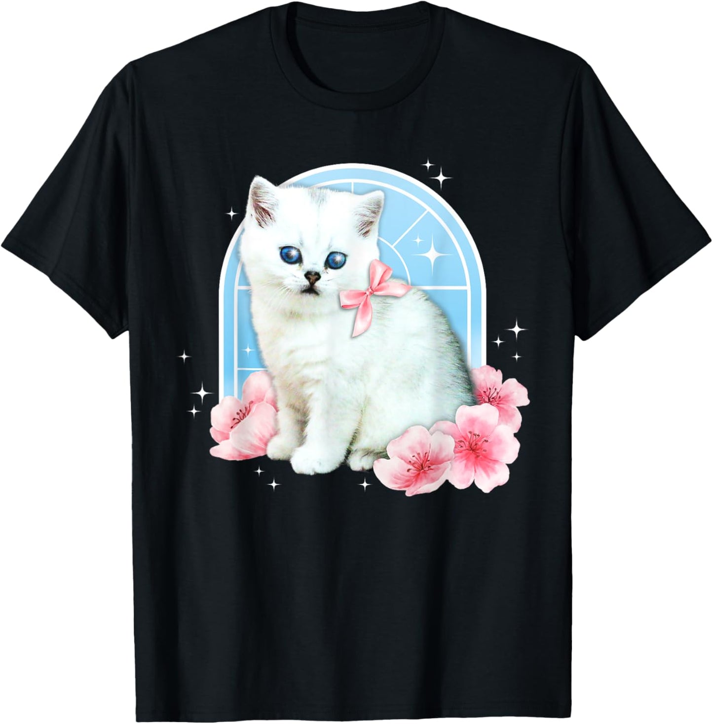Cute y2k Aesthetic Cat Flower 90s 2000s Vintage Graphic T-Shirt