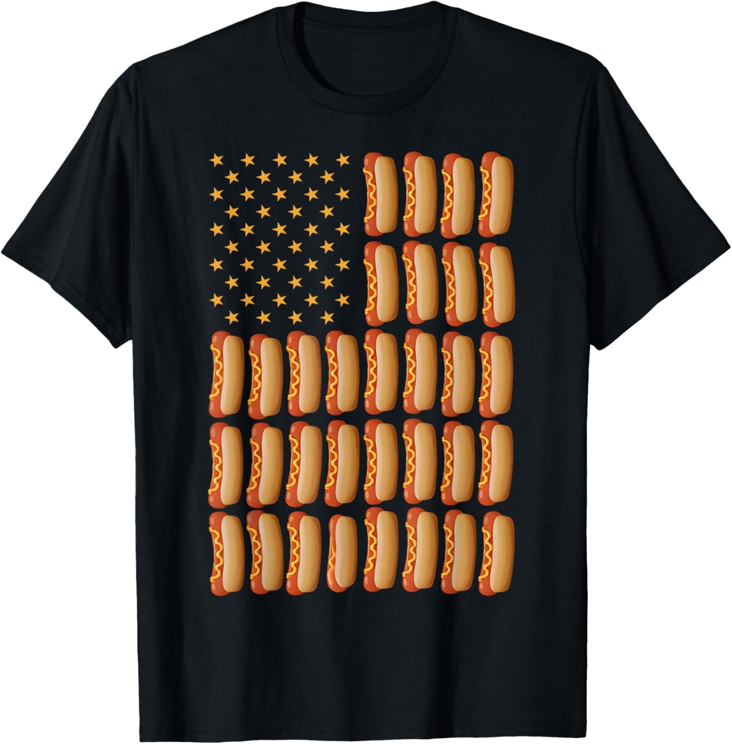 Hot Dog American Flag Top 4th of July Patriotic Memorial Day T-Shirt