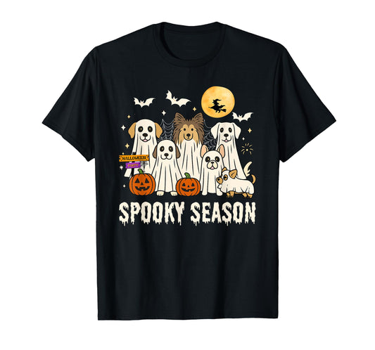 Dogs Ghosts Cute Dogs Dressed As Ghost Funny Halloween Dog T-Shirt