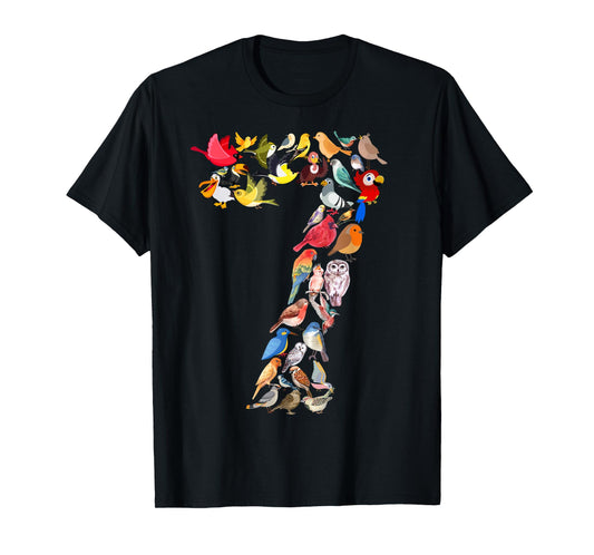 Kids 7th Birthday Birds Themed 7 Years Old Boys Bird Lover T-Shirt