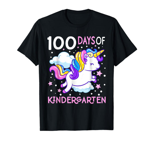 100 Days Of Kindergarten Teacher 100th Day Of School Unicorn Men Women Girls Kids T-Shirt