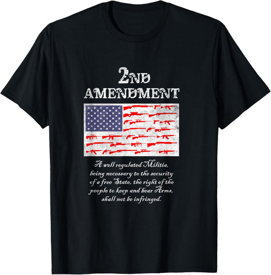 2nd Amendment American Flag Gun T-Shirt - Right to Bear Arms T-Shirt
