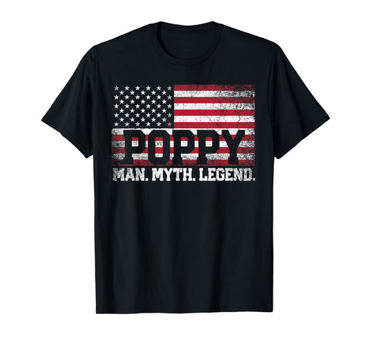 Poppy The Man Myth Legend American Flag Father's Day T-Shirt