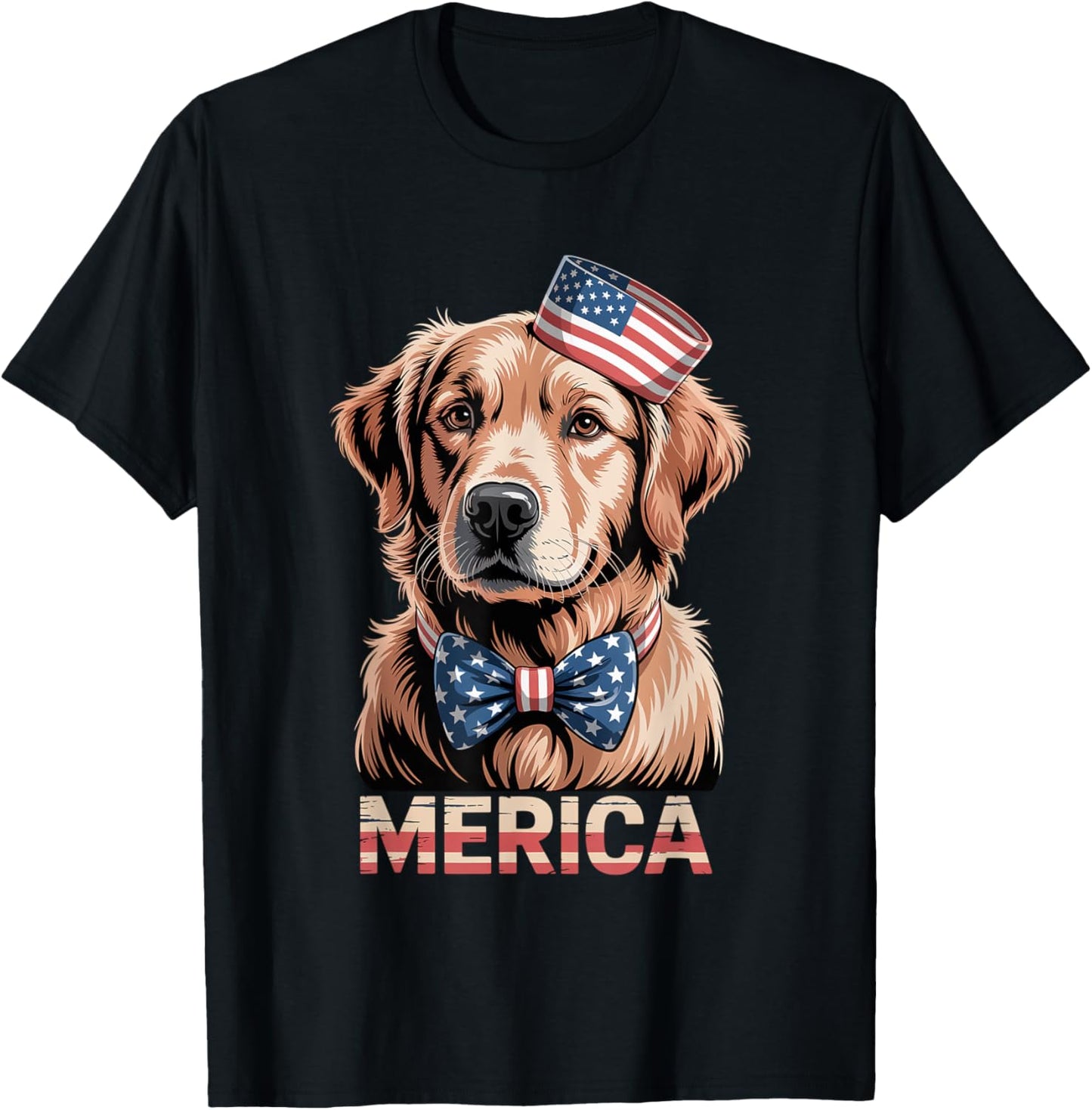 Golden Retriever 4th Of July Merica Patriotic American Flag T-Shirt
