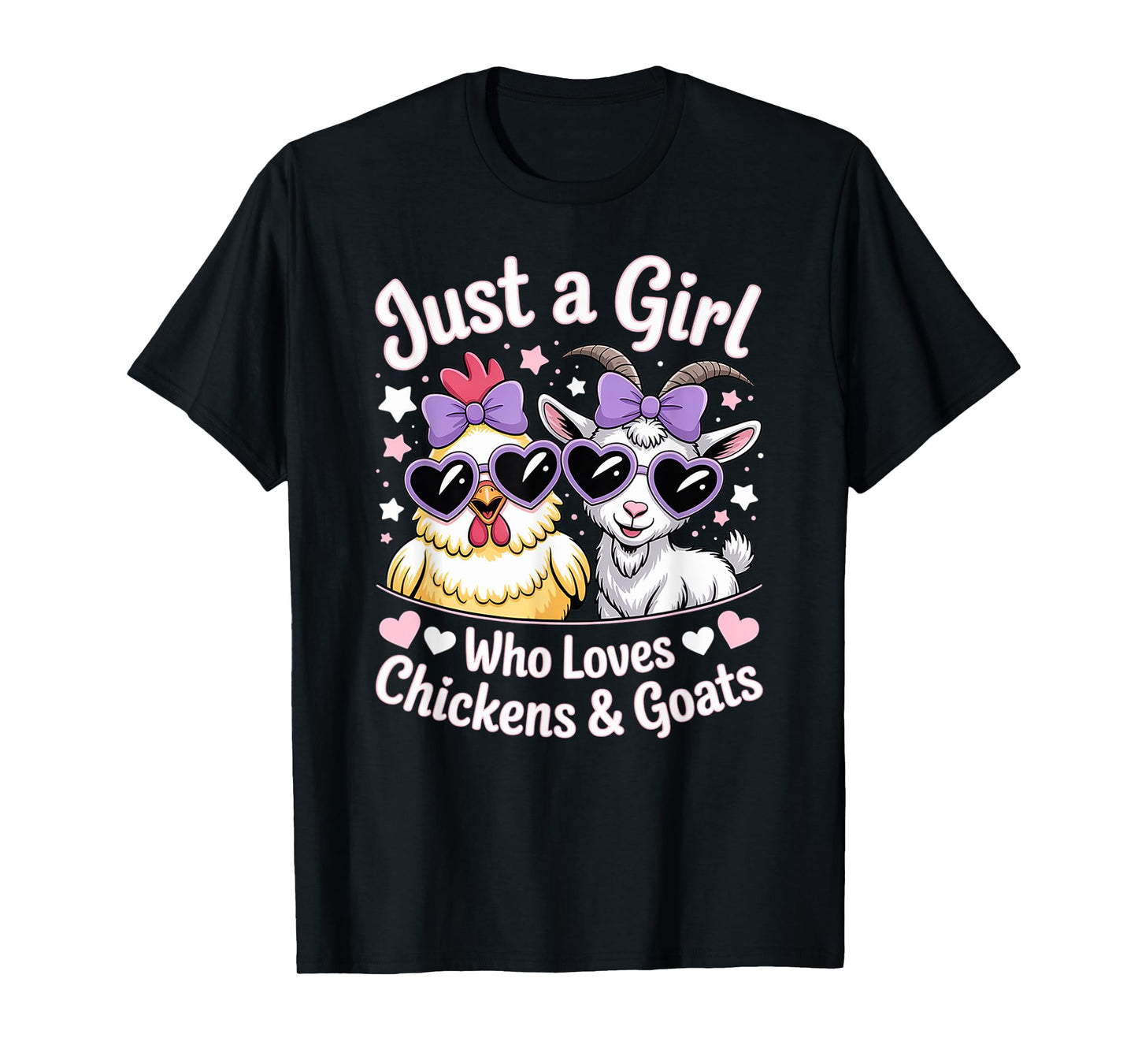 Cute Just A Girl Who Loves Chicken and Goat Poultry Farming T-Shirt