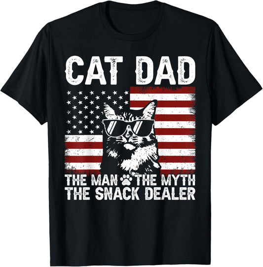 Cat Dad The Man The Myth The Snack Dealer Funny Father Day T-Shirt