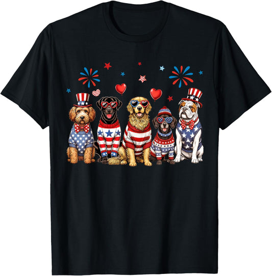 July 4th Dog Fourth Of July Cute Dog Patriotic Funny USA T-Shirt