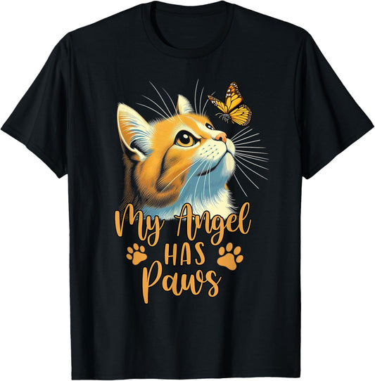 Cat Memorial Remembrance My Angel Has Paws Cat Mom T-Shirt