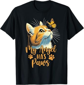 Cat Memorial Remembrance My Angel Has Paws Cat Mom T-Shirt