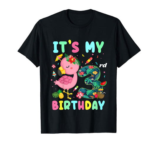 Kids It's My 3rd Birthday Flamingo Shirt Hawaii 3 Yrs Old Girl T-Shirt