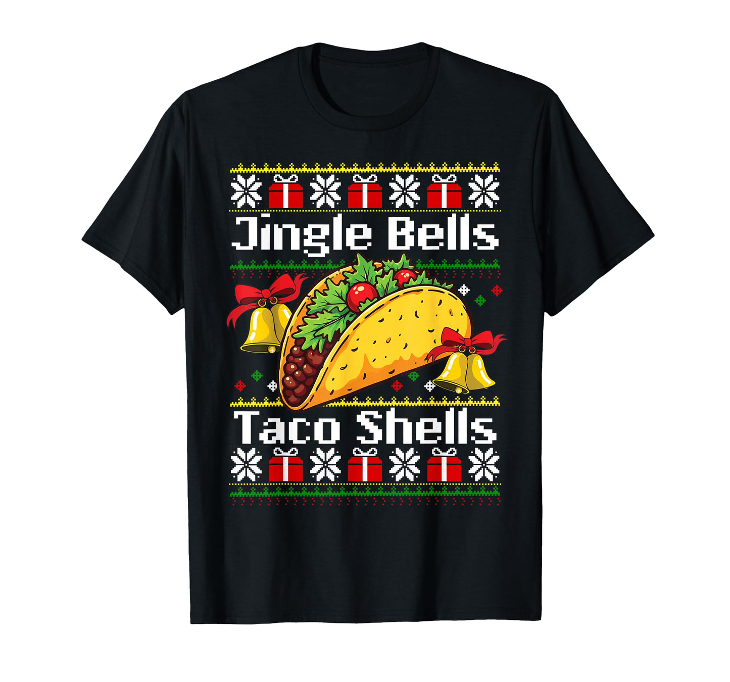 Christmas Jingle Bells Taco Shells Funny Family Ugly Xmas T-Shirt
