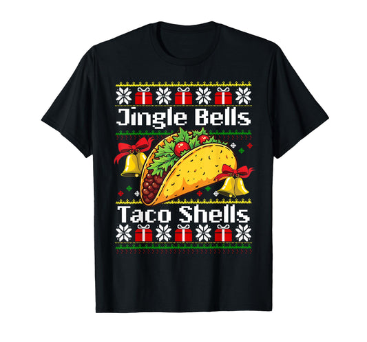 Christmas Jingle Bells Taco Shells Funny Family Ugly Xmas T-Shirt