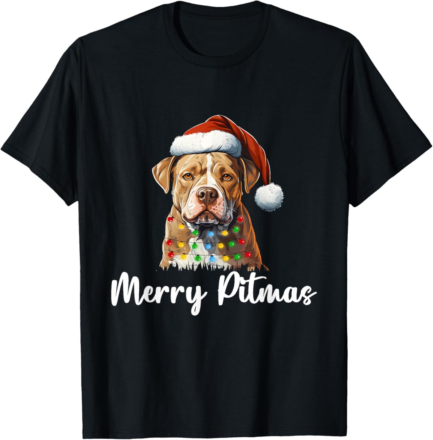 Merry Pitmas Christmas Pitbull Dog Mom Dad Pet Owner Lovers T-Shirt