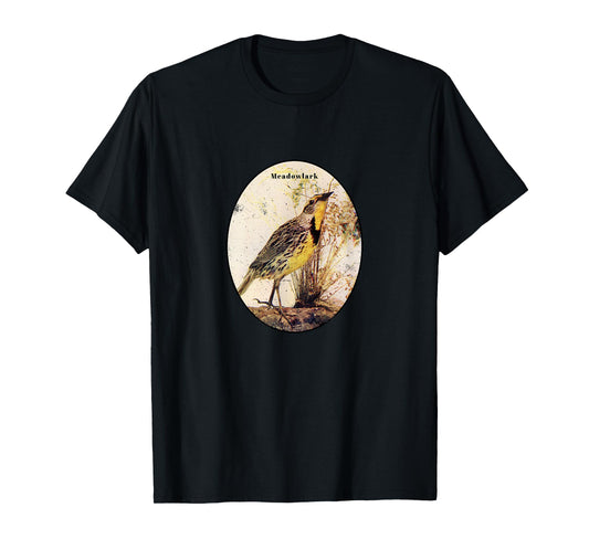 Retro Antique Meadowlark Vintage Bird Design T-Shirt