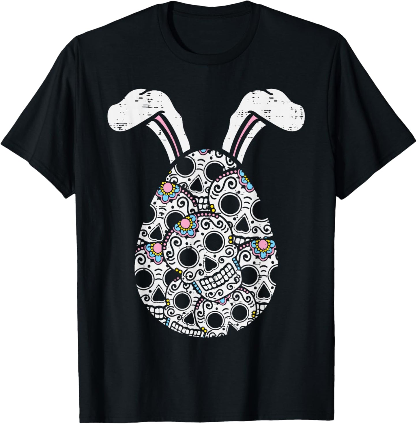 Sugar Skull Egg Bunny Ears Calavera Easter Mexican Gift T-Shirt