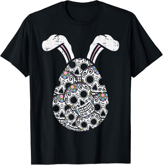 Sugar Skull Egg Bunny Ears Calavera Easter Mexican Gift T-Shirt