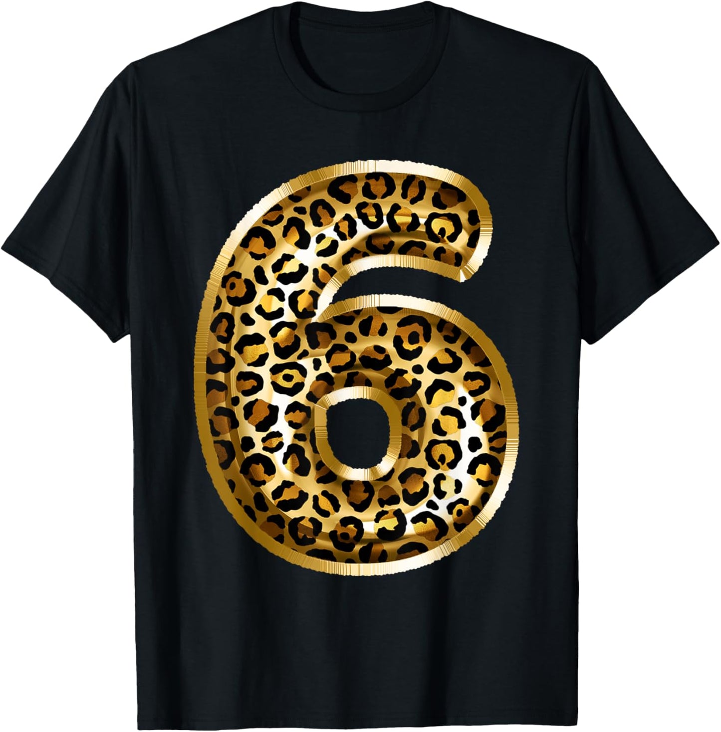 6th Birthday Gift Leopard Animal Print Kids Six T-Shirt