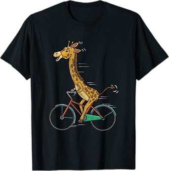 Giraffe Riding Bicycle Vintage T-Shirt