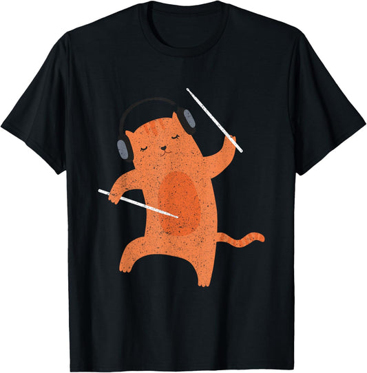 Drumsticks Percussion Drummer Cat Animal Gift Drums T-Shirt