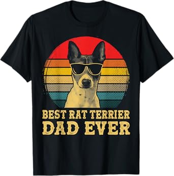 Best Rat Terrier Dad Ever Dog Lovers Retro Vintage T-Shirt