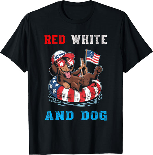 Dachshund Dog Beer 4th Of July American Flag Patriotic Relax T-Shirt