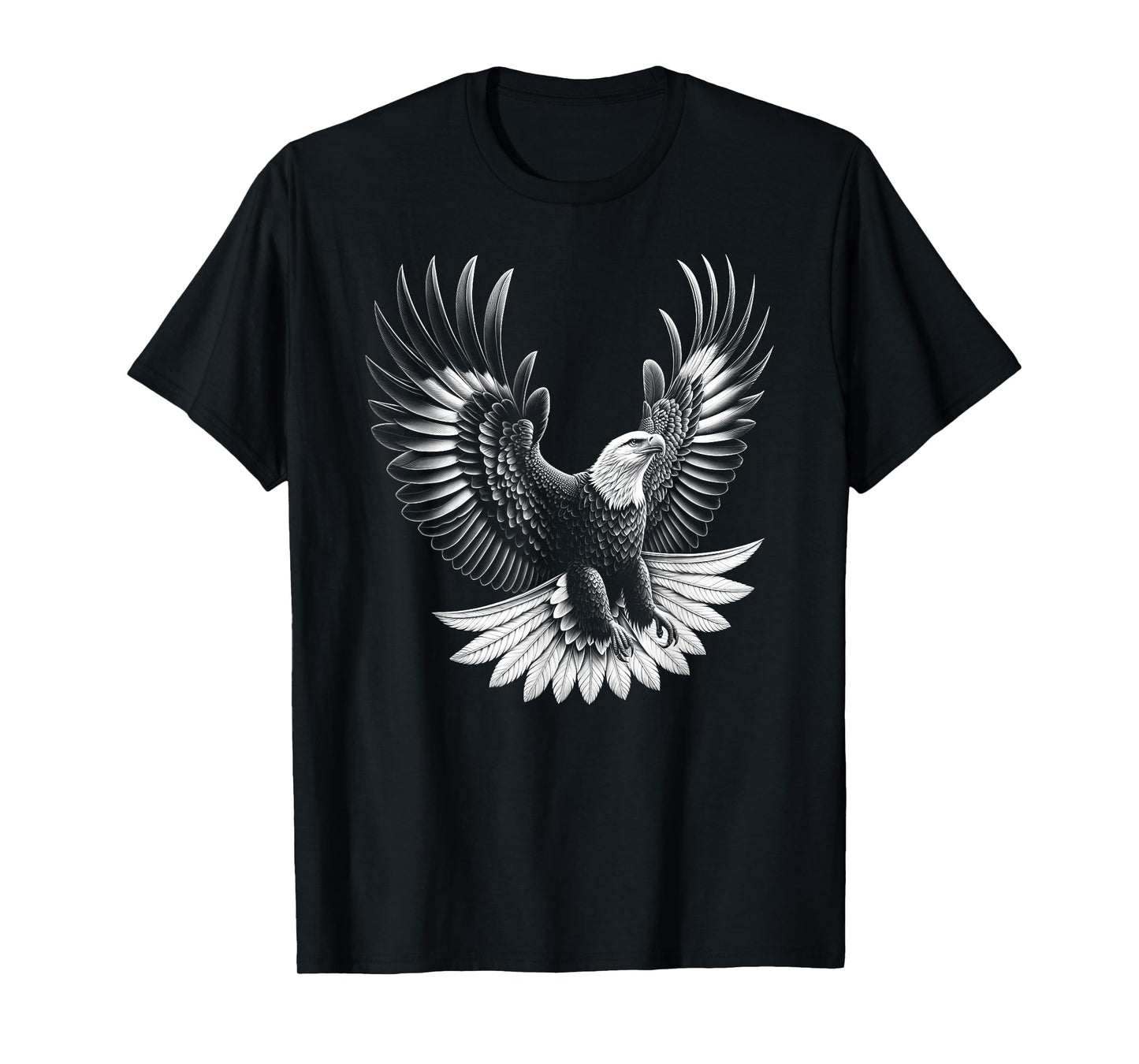 Proud Eagle with Spread Wings in Drawing Style T-Shirt