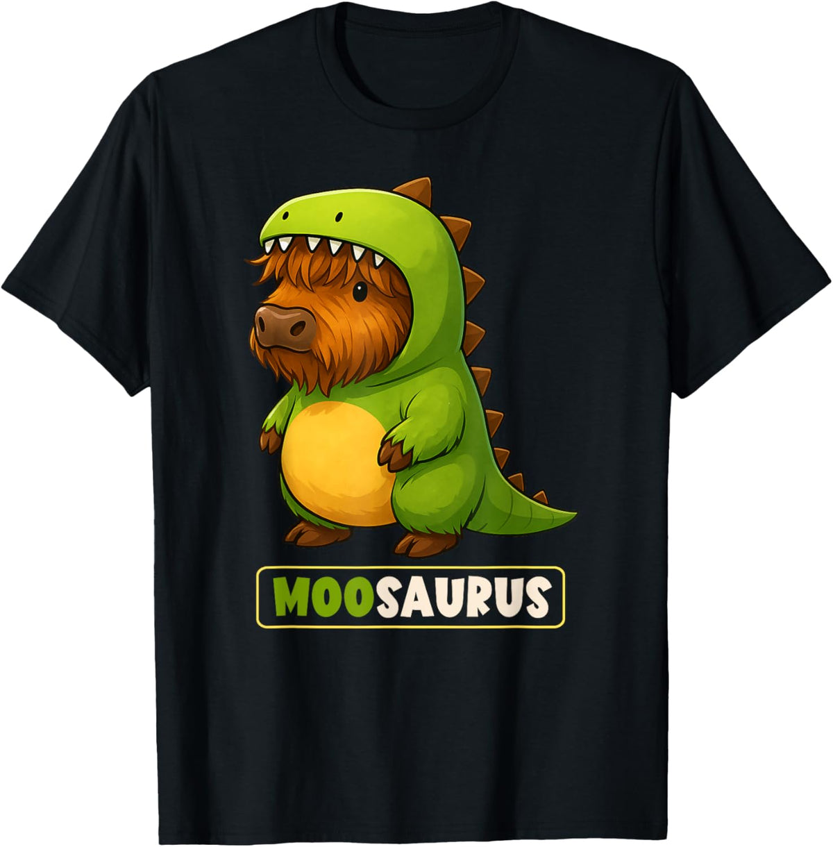 Highland Cow Moosaurus Dinosaur Costume Trex Boys Girls Kids T-Shirt