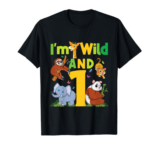 I'm wild And One Safari Zoo Animal Theme 1 Year Old Birthday T-Shirt