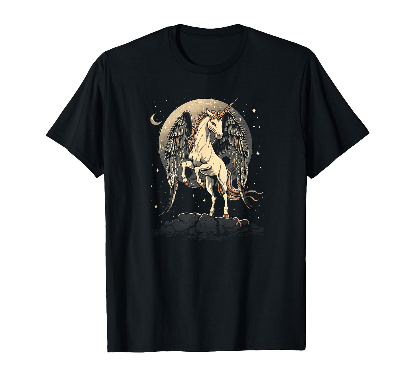 Moon Crescent Unicorn Fantasy Design For Women Dark T-Shirt