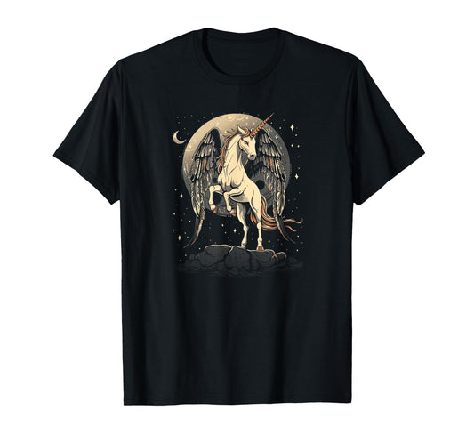 Moon Crescent Unicorn Fantasy Design For Women Dark T-Shirt