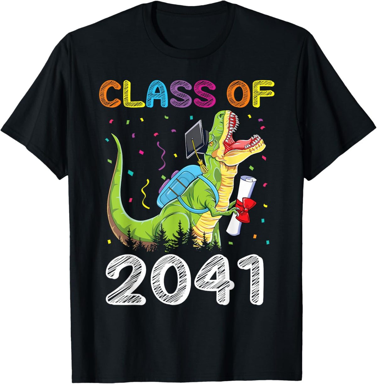 Class of 2041 Shirt T Rex Graduation Grow With Me T-Shirt
