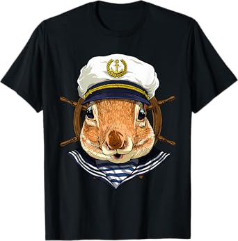 Squirrel Sailor Boat Captain Wildlife Squirrel Rodent Animal T-Shirt