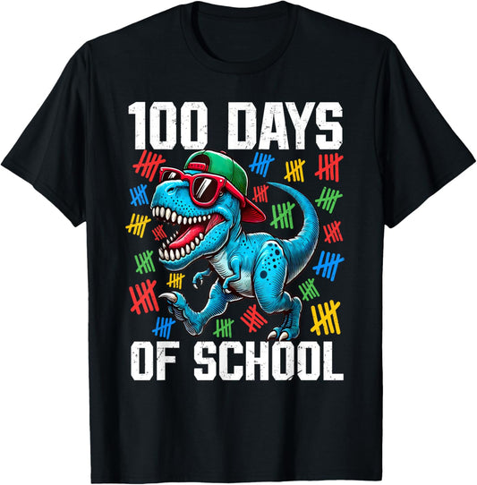 100 Days of School Dinosaur 100th Day Of School Boys Kids T-Shirt