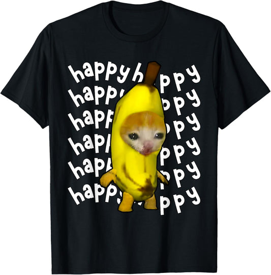 Happy Banana Cat Meme Bananacat Happy Kitty Cat Lovers Meme T-Shirt