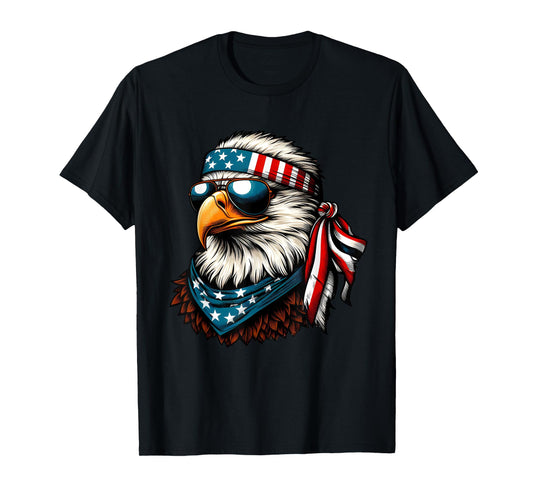 Eagle Mullet Patriotic 4th of July Patriot USA American Flag T-Shirt