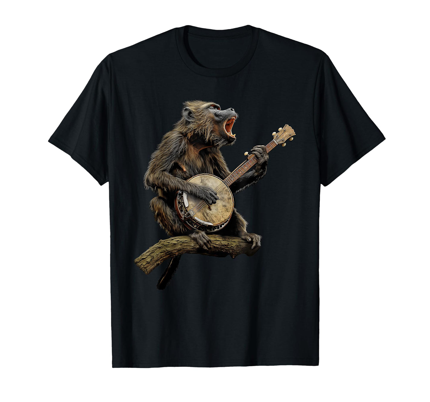 Baboon Monkey Bluegrass Banjo Player T-Shirt