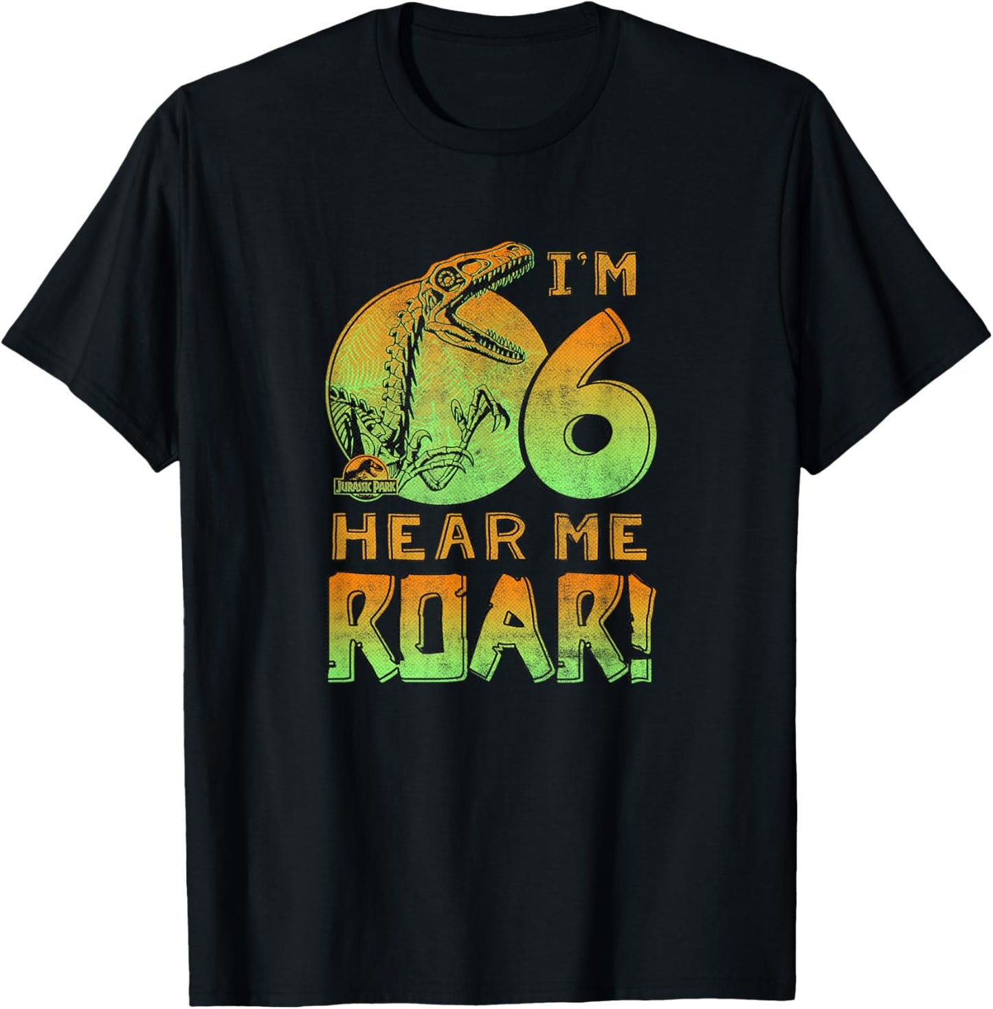 Jurassic Park Velociraptor Roaring 6 Years Old Birthday T-Shirt