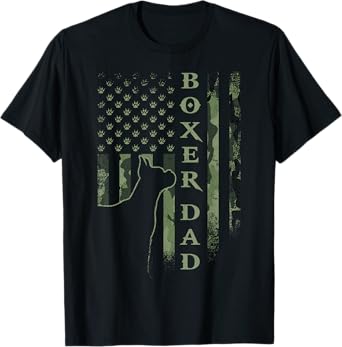 Vintage USA American Camo Flag Proud Boxer Dad Silhouette T-Shirt