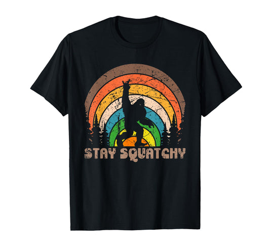 Stay Squatchy Funny BigFoot Sasquatch Squatch Lovers Retro T-Shirt