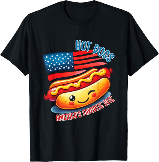 Hot Dog American Flag Patriotic Independence Day 4Th Of July T-Shirt