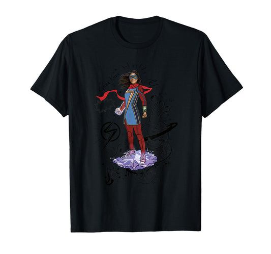 Marvel Ms. Marvel Hero Scribbles Poster T-Shirt