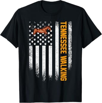 Vintage USA American Flag Tennessee Walking Horse Funny Gift T-Shirt